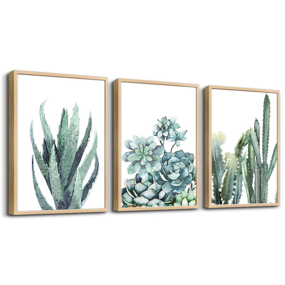 TTHYUEWS Canvas Wall Art Set of 3 Modern Green Plant and Flower Prints for Living Room Bedroom Bathroom Kitchen Office Home Decor 12 X 16 Inches - View 8 of 8
