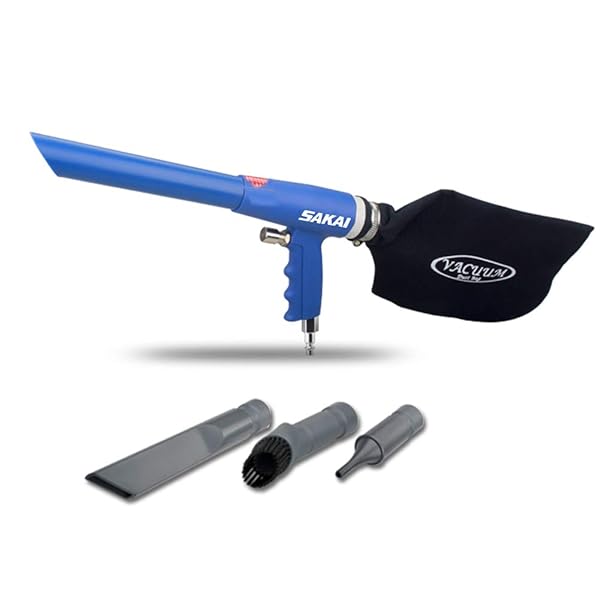 SAKAI SAKAI Air Powered 2 in 1 Vacuum Kit with Blow Gun Suction Pneumatic Cleaner and Rotatable Brush for Efficient Cleaning