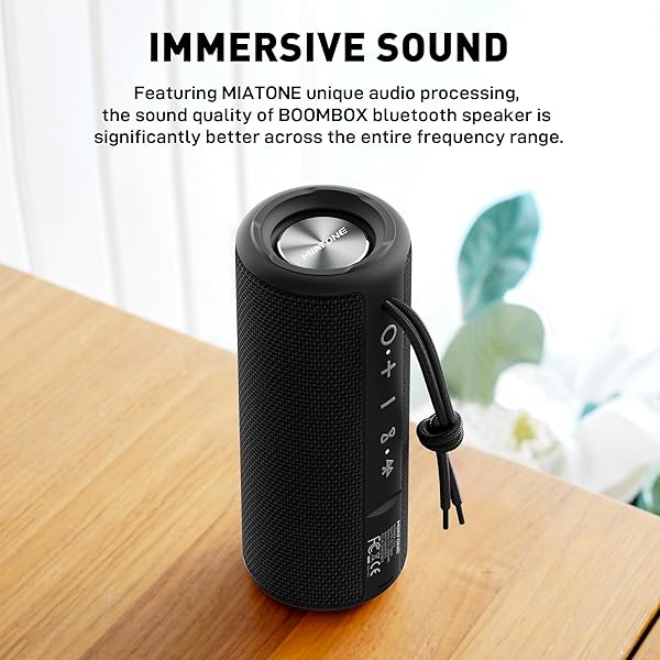 MIATONE MIATONE Outdoor Portable Bluetooth Speaker Waterproof Wireless Boombox Black for Ultimate Sound Experience - View 3 of 7