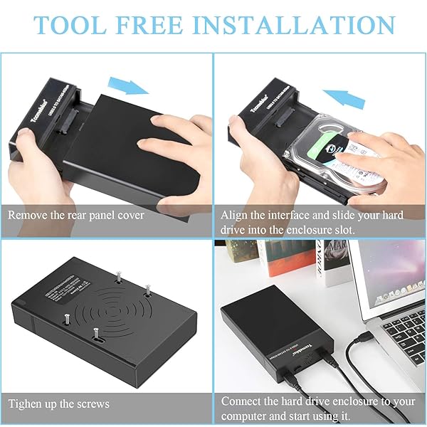 Tccmebius Tccmebius USB 3.0 External Hard Drive Enclosure for 2.5/3.5 Inch HDD/SSD - 16TB, UASP, Tool-Free Setup - View 8 of 9