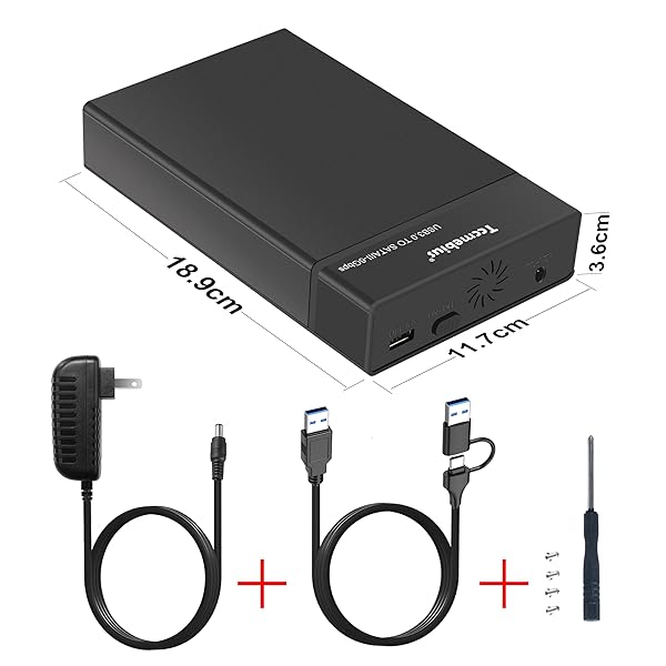 Tccmebius Tccmebius USB 3.0 External Hard Drive Enclosure for 2.5/3.5 Inch HDD/SSD - 16TB, UASP, Tool-Free Setup - View 9 of 9