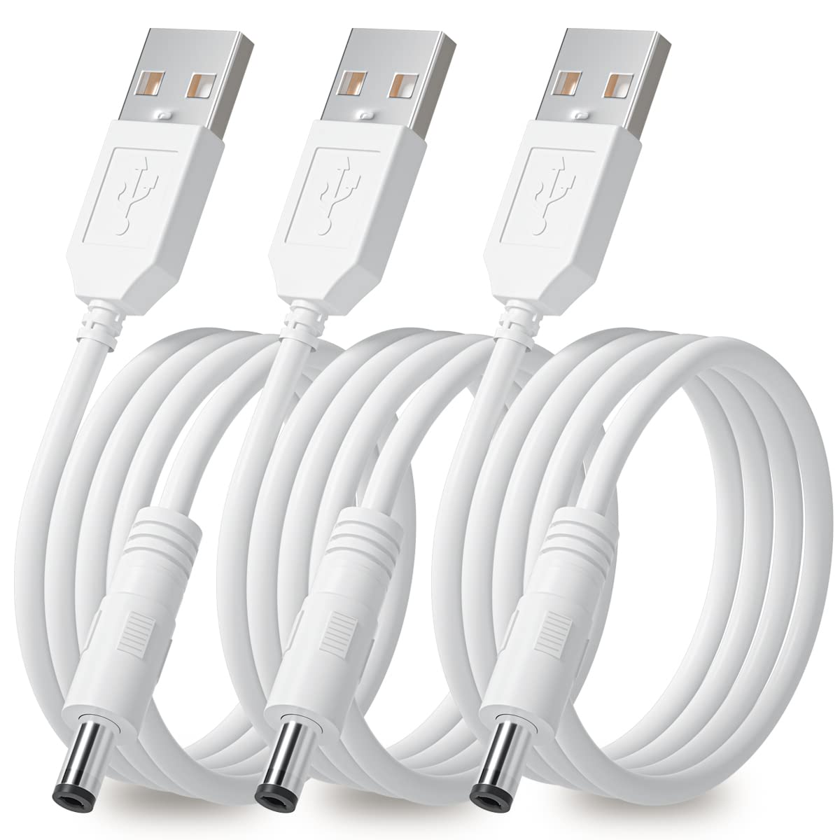 SIOCEN 3-Pack 4ft USB 2.0 A Type Male to DC 5.5mm Power Connector Cable for 5V Devices