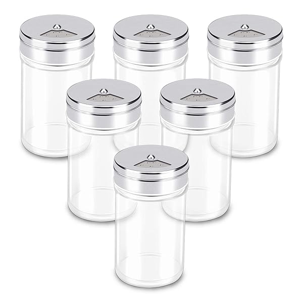 Segarty Segarty Spice Jars 6 Pack 3 oz Glass Bottles with Shaker Lids Adjustable Stainless Steel Flow Top for Easy Spice Storage