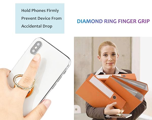 lenoup Lenoup Glitter Bling Bling Phone Ring Holder Sparkle Rhinestone Kickstand for Women Compatible with Almost All Phones Gold - View 6 of 7