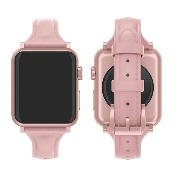 Wearlizer Wearlizer Slim Thin Leather Apple Watch Band for 38mm to 49mm Compatible with iWatch Men Women Strap Bracelet with Metal Clasp - View 4 of 7