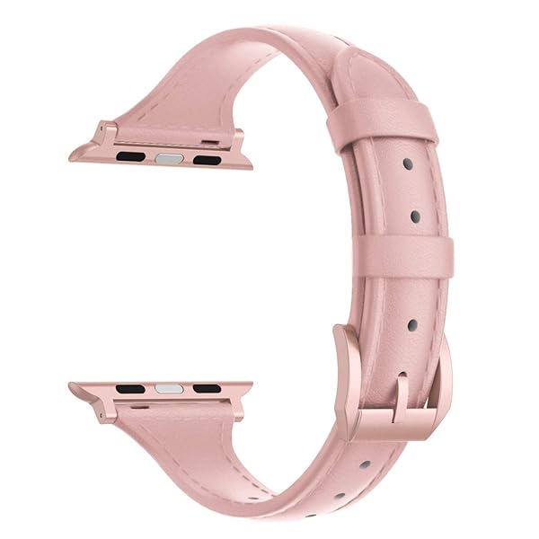 Wearlizer Wearlizer Slim Thin Leather Apple Watch Band for 38mm to 49mm Compatible with iWatch Men Women Strap Bracelet with Metal Clasp - View 5 of 7