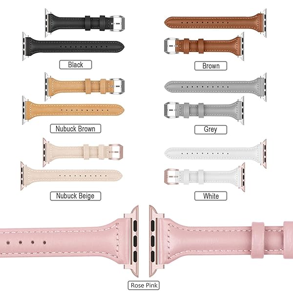 Wearlizer Wearlizer Slim Thin Leather Apple Watch Band for 38mm to 49mm Compatible with iWatch Men Women Strap Bracelet with Metal Clasp - View 7 of 7
