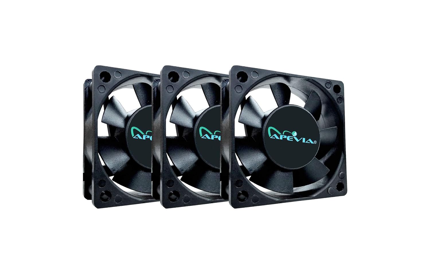 Apevia CF6025S-3 Black Case Fan 60mm 3 Pack with 4PIN Molex and 3PIN Motherboard Adapter for Efficient Cooling