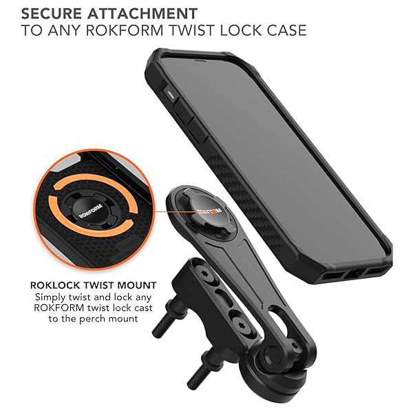 Rokform ROKFORM Motorcycle Phone Mount: Secure Clutch Perch Mount for Harley with Quad Tab Lock & Magnet - Polished Aluminum - View 8 of 9
