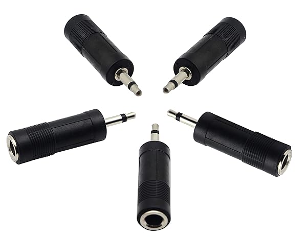 zdyCGTime zdyCGTime 3.5mm to 6.35mm Audio Adapter Male to Female Mic Plug Converter 5 Packs