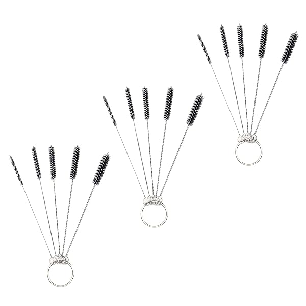 Antrader Antrader 15Pcs 4 Inch Nylon Tube Brushes Set for Cleaning Straws Carburetors and Small Wire Brushes Black Cleaning Tools