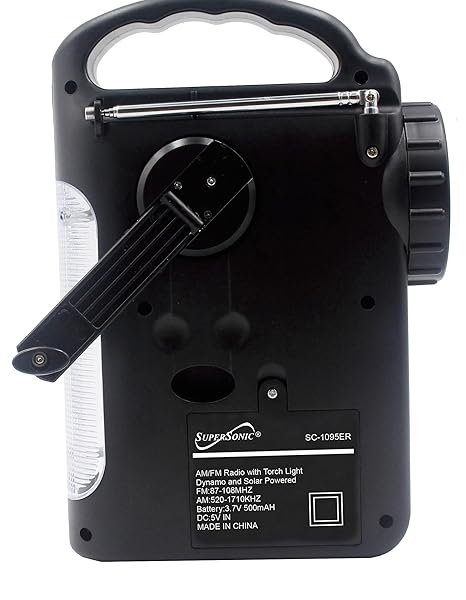 Supersonic Supersonic SC-1095ER: Ultimate Emergency Solar/Hand Crank Radio with Flashlight & Phone Charger - View 7 of 9