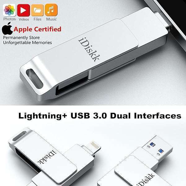 iDiskk iDiskk 256GB MFi Certified Flash Drive: Ultimate Photo Storage for iPhone, iPad & MacBook - View 9 of 9