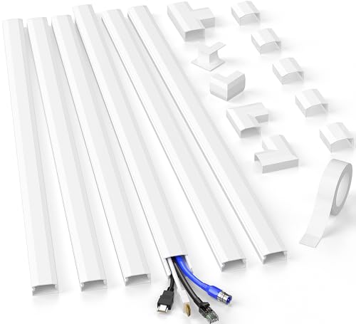 Delamu Delamu Cord Hider 94.5in - Easy Cable Management Kit for TV Wires, White Wall Covers for Neat & Tidy Spaces