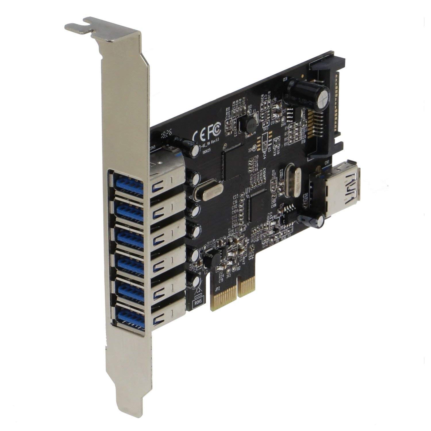 Sedna Sedna PCIE 7 Port USB 3.1 Gen I Adapter Card with 6 External and 1 Internal Ports Low Profile Bracket - View 3 of 4