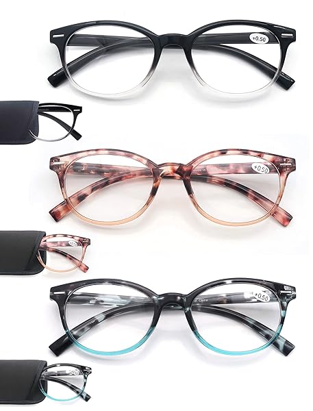 MODFANS MODFANS 2.0 Reading Glasses for Women 3 Pack Spring Hinge Fashion Round Stylish with Pouch - View 3 of 8