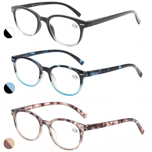 MODFANS MODFANS 2.0 Reading Glasses for Women 3 Pack Spring Hinge Fashion Round Stylish with Pouch - View 2 of 8