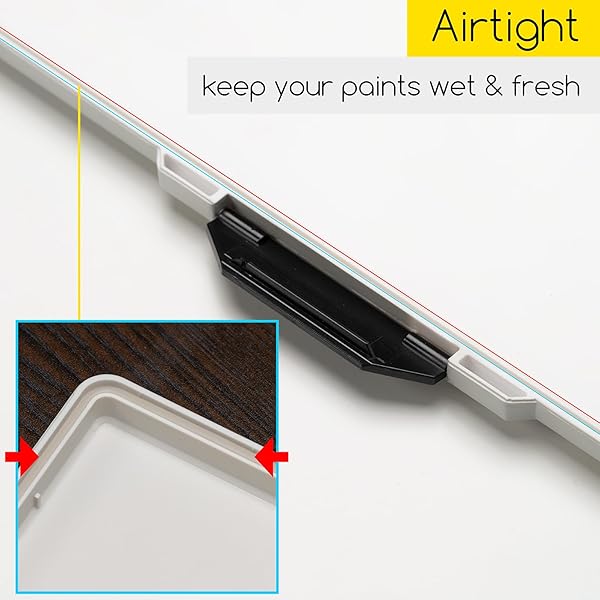 MEEDEN MEEDEN 33-Well Watercolor Palette with Lid - Airtight Folding Paint Tray for Acrylic Art, 12.5''x6.5'' Black - View 5 of 7