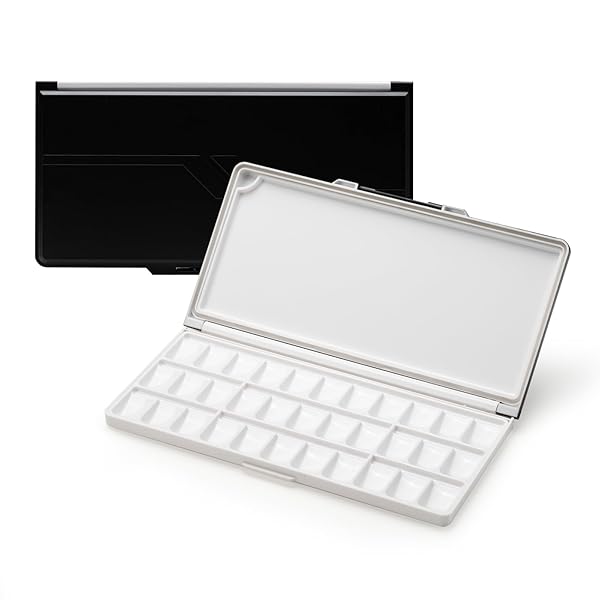 MEEDEN MEEDEN 33-Well Watercolor Palette with Lid - Airtight Folding Paint Tray for Acrylic Art, 12.5''x6.5'' Black - View 2 of 7