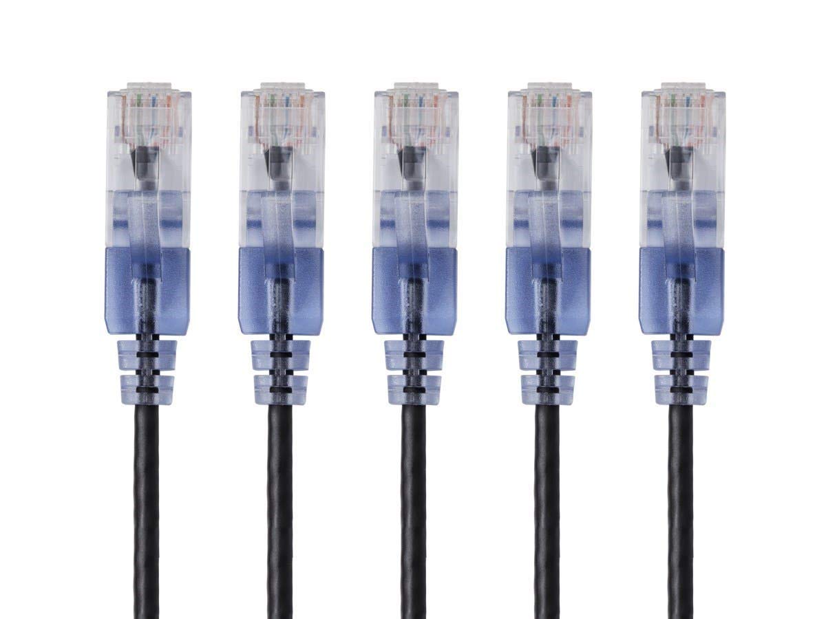 Monoprice Monoprice SlimRun Cat6A Ethernet Patch Cable Snagless RJ45 UTP Pure Copper 10G 30AWG 30ft Black 10-Pack - View 9 of 9