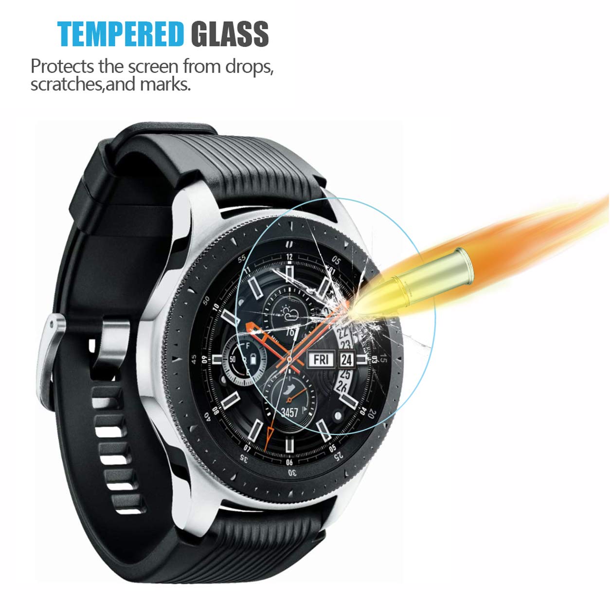 AKWOX AKWOX 4 Pack Tempered Glass Screen Protector for Samsung Galaxy Watch 4 Classic 46mm High Definition 9H Premium Clear Protection - View 3 of 7