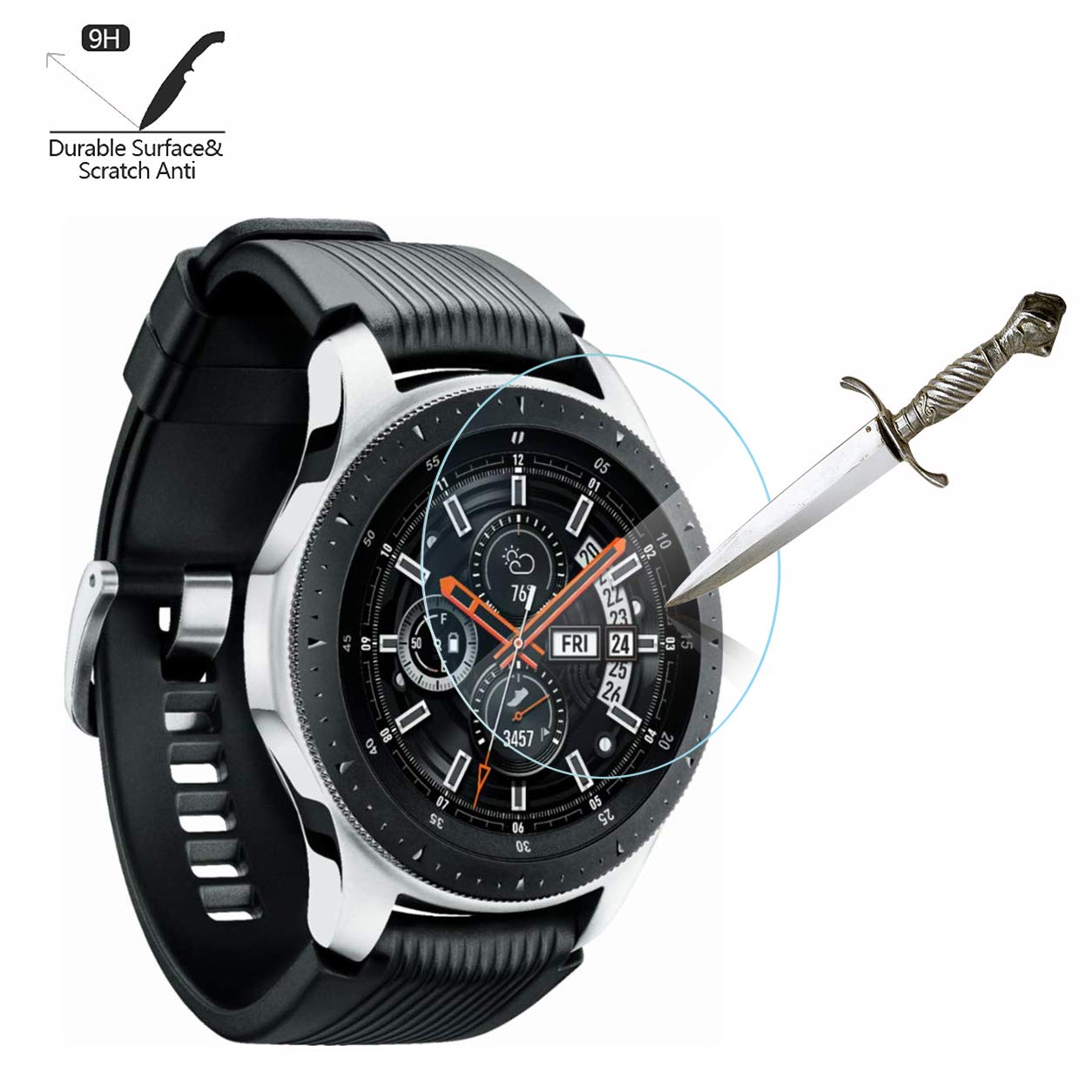 AKWOX AKWOX 4 Pack Tempered Glass Screen Protector for Samsung Galaxy Watch 4 Classic 46mm High Definition 9H Premium Clear Protection - View 4 of 7