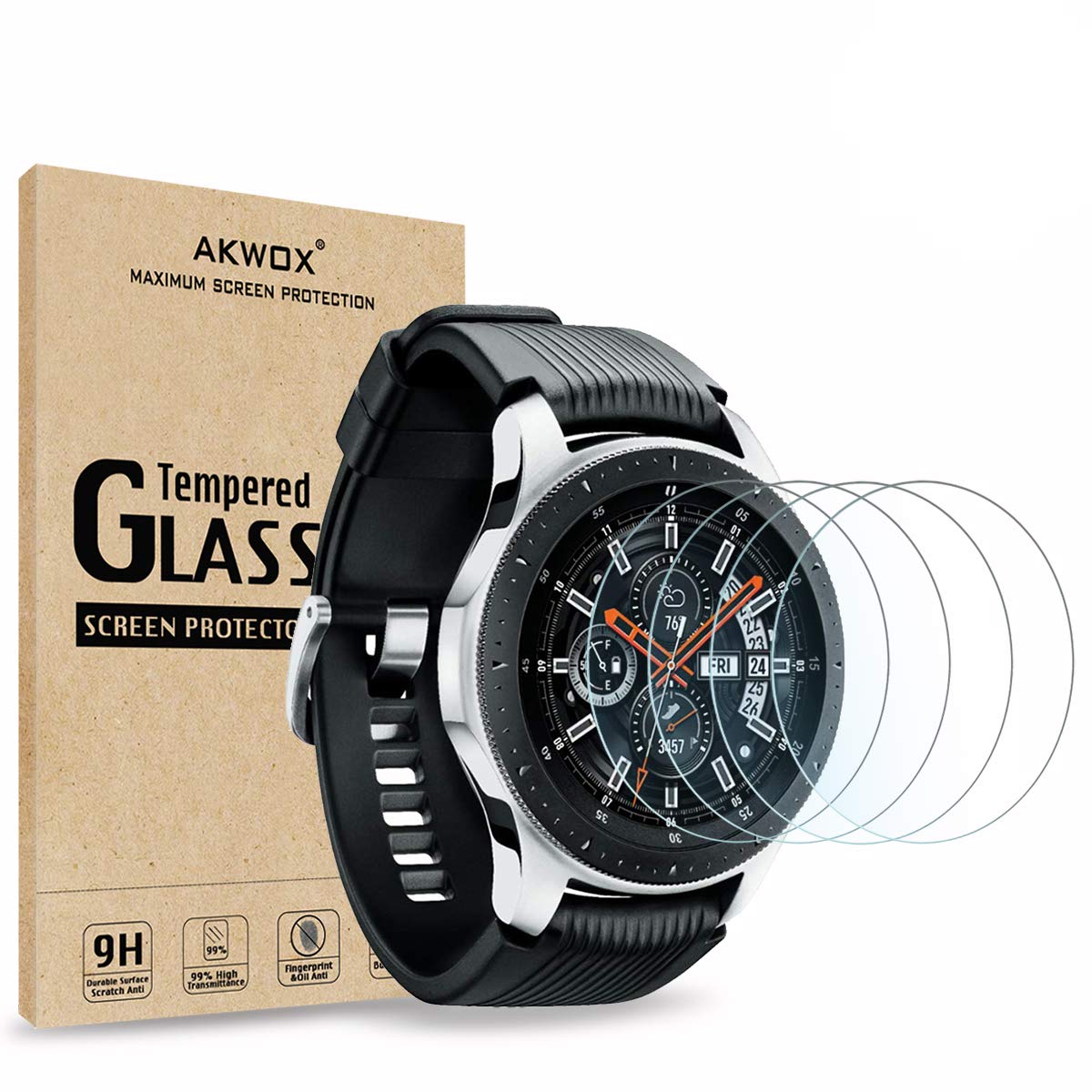 AKWOX AKWOX 4 Pack Tempered Glass Screen Protector for Samsung Galaxy Watch 4 Classic 46mm High Definition 9H Premium Clear Protection