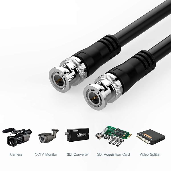 FURUI FURUI 25ft HD-SDI Cable 3G 75 Ohm Coax BNC to BNC Copper Connectors for 1080P Video Security Camera CCTV Systems - View 7 of 9