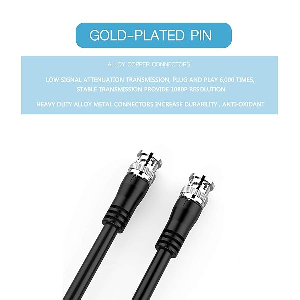 FURUI FURUI 25ft HD-SDI Cable 3G 75 Ohm Coax BNC to BNC Copper Connectors for 1080P Video Security Camera CCTV Systems - View 9 of 9