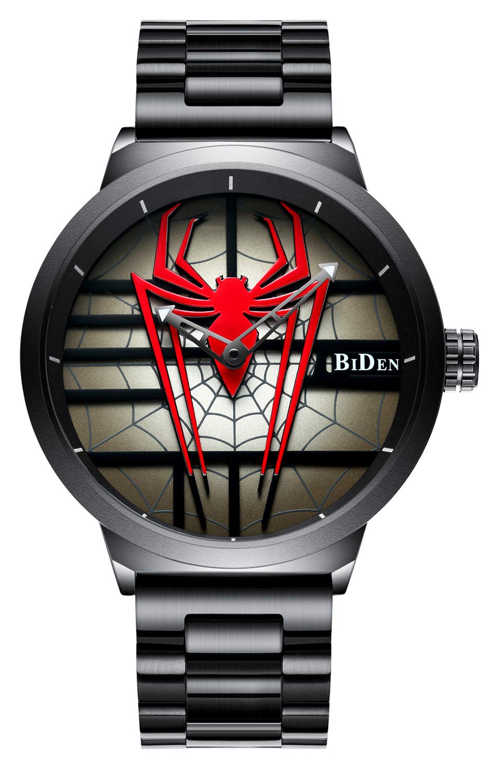 Men's Fashion Sports Watches Red Stainless Steel Quartz Waterproof Casual Wristwatches for a Cool Personality