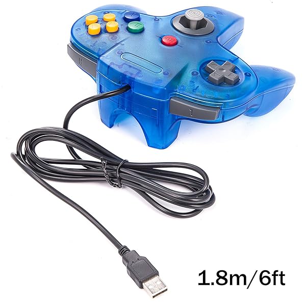 miadore Classic USB Controller for N64 Gaming miadore Retro Gamepad Joystick for Windows PC MAC Linux Raspberry Pi 3 Clear Blue - View 6 of 8