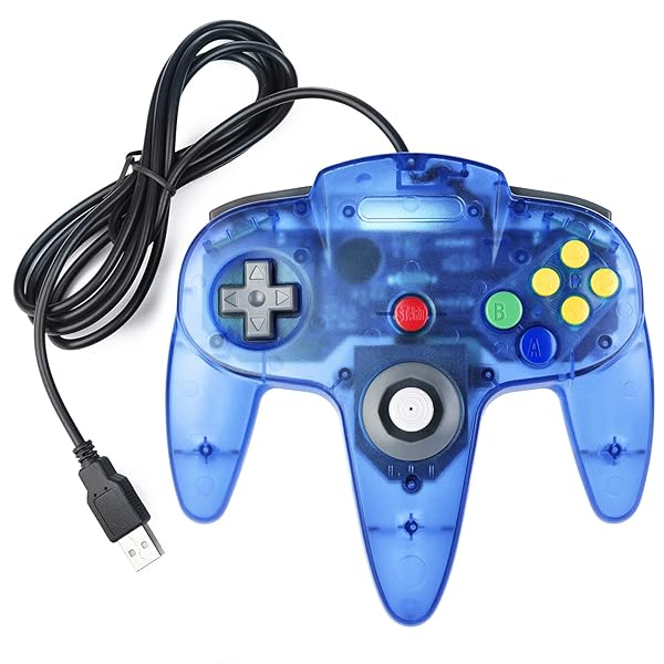 miadore Classic USB Controller for N64 Gaming miadore Retro Gamepad Joystick for Windows PC MAC Linux Raspberry Pi 3 Clear Blue - View 2 of 8