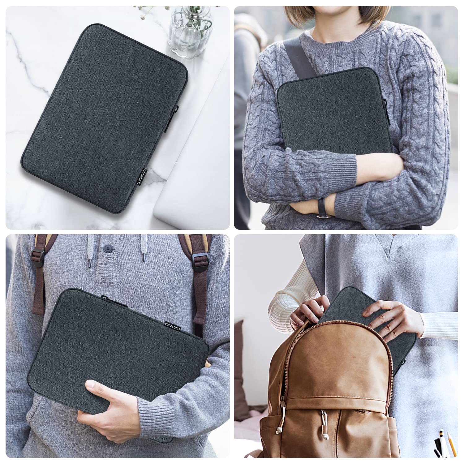 MoKo MoKo 9-11 Inch Tablet Sleeve Bag Case for 11inch iPad Air M3 iPad Pro 11 M4 Air 5 4 3 iPad 10 9 8 Gen Tab S8 S9 Space Gray - View 8 of 8