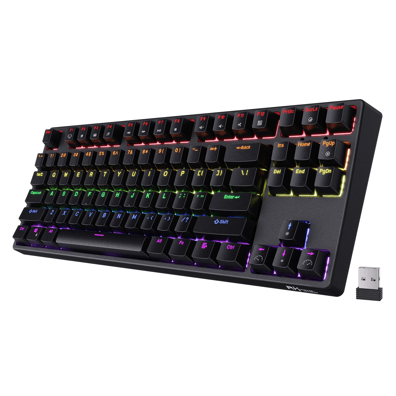 RK Royal Kludge RK87 Sink87G RGB Wireless TKL Mechanical Gaming Keyboard Compact 2.4G Wireless with Tactile Brown Switches and Macro Settings