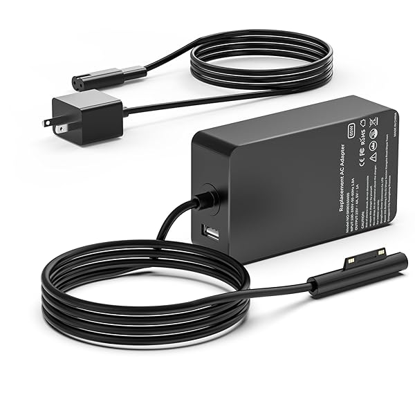 LJO-EEIH Surface Pro Charger 65W Compatible with Microsoft Surface Pro 11 10 9 8 7 6 5 4 3 X Surface Laptop 6 5 4 3 2 1 Surface Go Tablet Surface Book 3 2 1