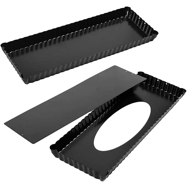 Webake Webake 14-Inch Non-Stick Tart Pan Set - Heavy Gauge Carbon Steel with Removable Bottom (2 Pack) for Perfect Quiches