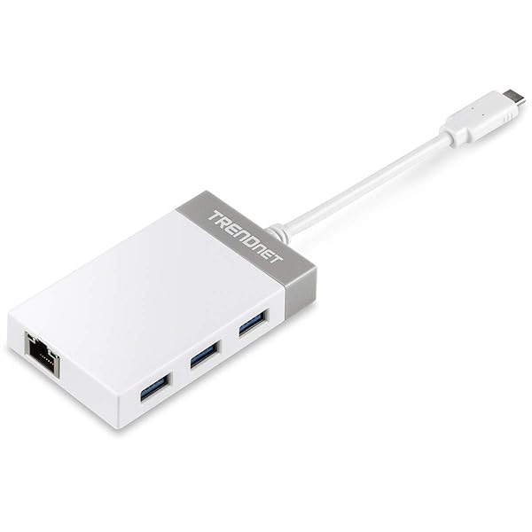 TRENDnet USB C to Ethernet Adapter TUC-ETGH3: Compact Hub with 3 USB 3.0 Ports & Gigabit Ethernet for Windows & Mac
