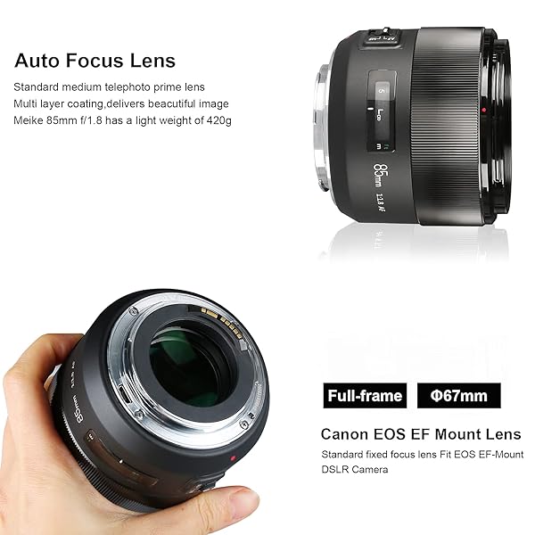Meike Meike 85mm f/1.8 Auto Focus Lens for Canon EOS: Perfect for Full Frame & APS-C Cameras - View 3 of 7