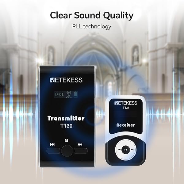 Retekess Retekess T130 Tour Guide System: Clear Sound Translation for Churches & Courts (1 Transmitter, 10 Receivers) - View 4 of 11