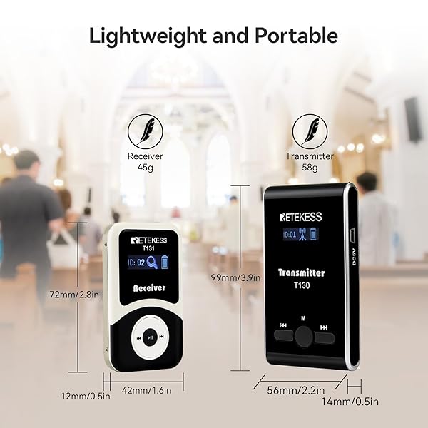 Retekess Retekess T130 Tour Guide System: Clear Sound Translation for Churches & Courts (1 Transmitter, 10 Receivers) - View 5 of 11