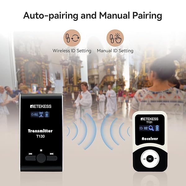 Retekess Retekess T130 Tour Guide System: Clear Sound Translation for Churches & Courts (1 Transmitter, 10 Receivers) - View 8 of 11