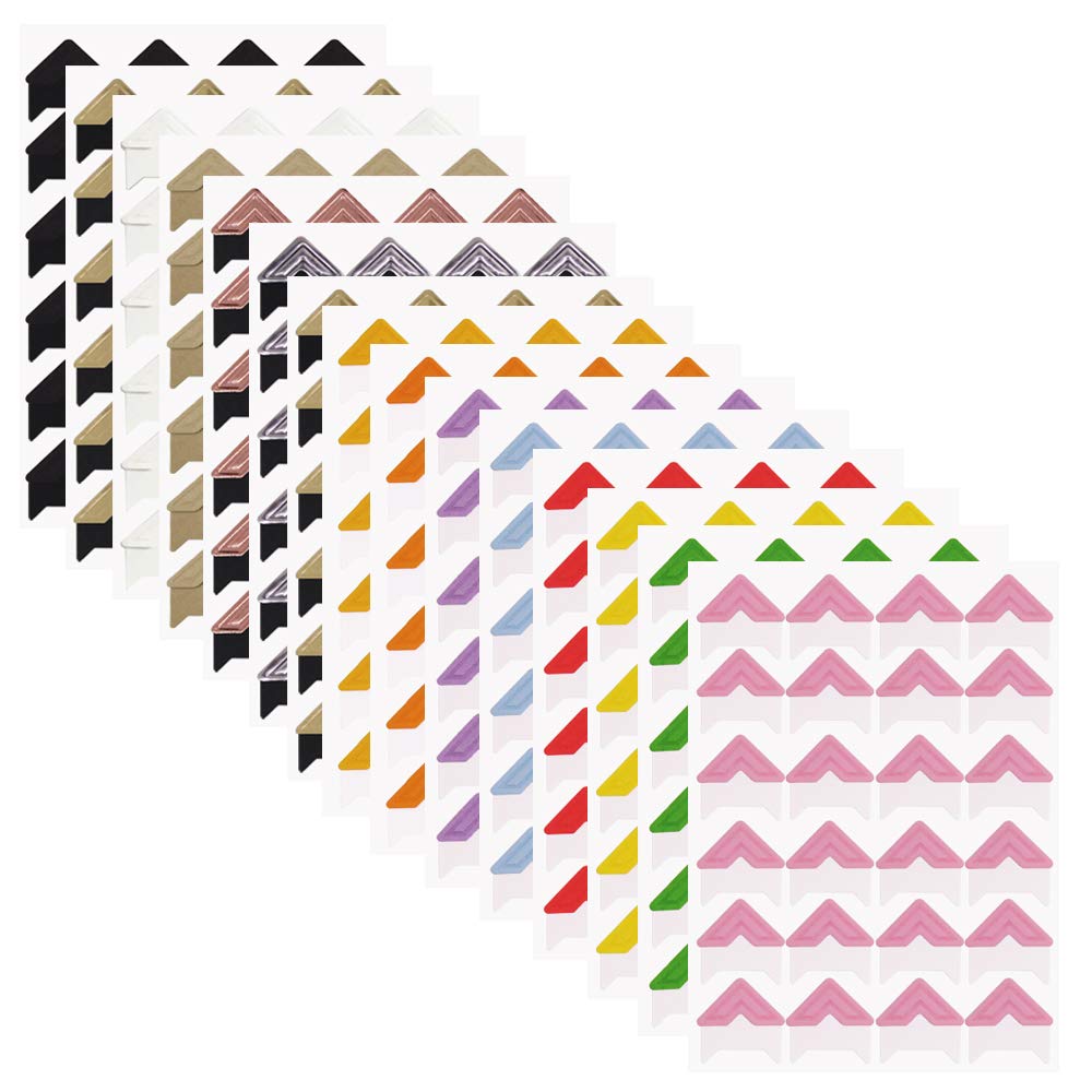 15 Sheets Self Adhesive Photo Mounting Corners for DIY Scrapbook Album and Notebook in 14 Colors