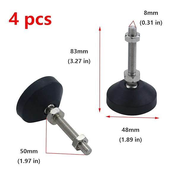 Antrader Antrader 4Pcs M8 Adjustable Foot Cups Reinforced Nylon Base 50mm Diameter Articulated Furniture Legs 84mm Leveling Feet - View 2 of 6