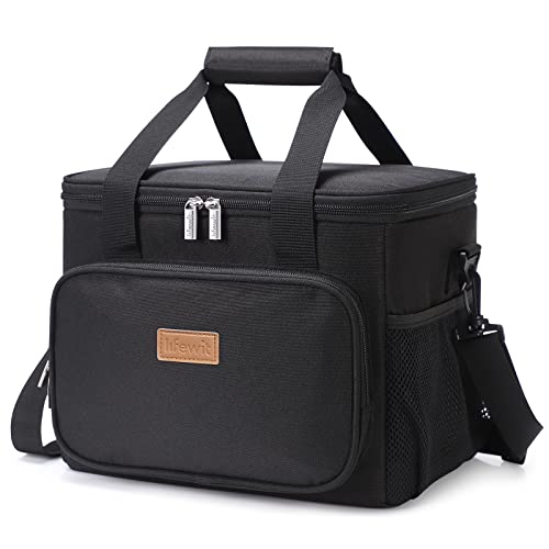 Lifewit Lifewit Large Insulated Lunch Bag Soft Cooler Tote for Adults Black 24-Can Capacity