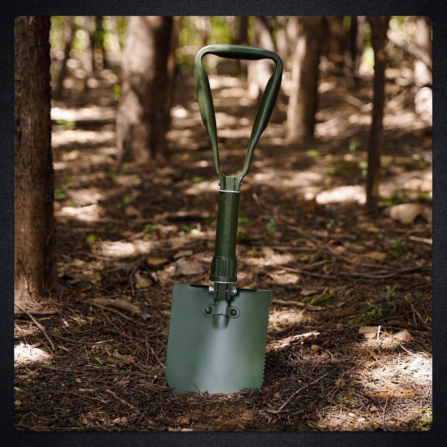 REDCAMP REDCAMP 23 Inch Military Folding Camping Shovel Portable High Manganese Steel Tactical Tool for Hiking Sand Mud Snow Beach Green 2.5Lbs - View 9 of 9