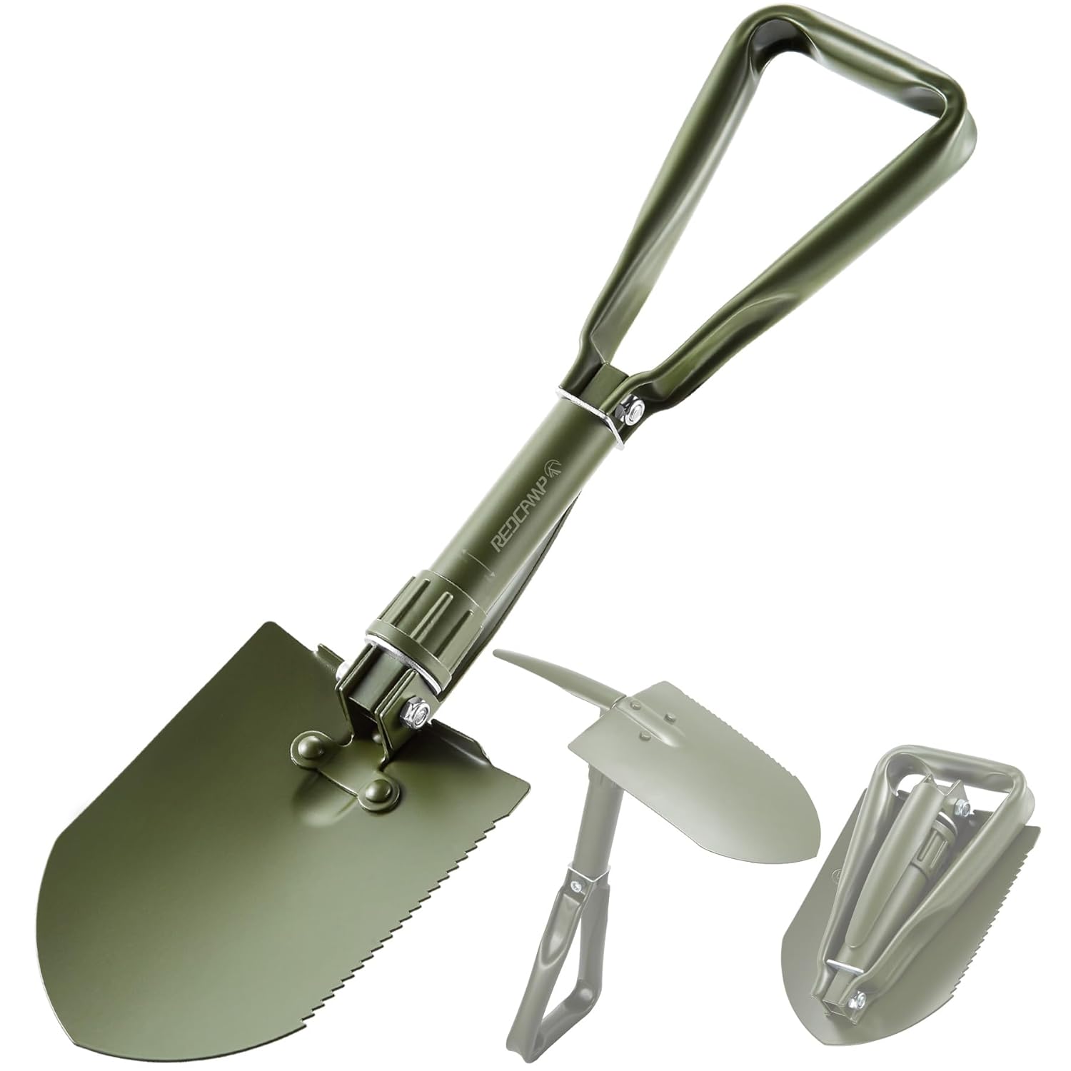 REDCAMP REDCAMP 23 Inch Military Folding Camping Shovel Portable High Manganese Steel Tactical Tool for Hiking Sand Mud Snow Beach Green 2.5Lbs