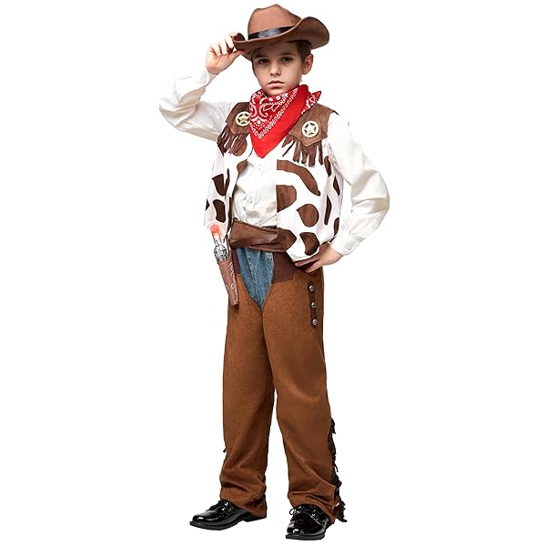 Spooktacular Creations Spooktacular Creations Halloween Cowboy Costume for Boys Deluxe Western Outfit Set with Hat for Toddler Dress-up and RolePlay 3T 3-4 yrs - View 4 of 9