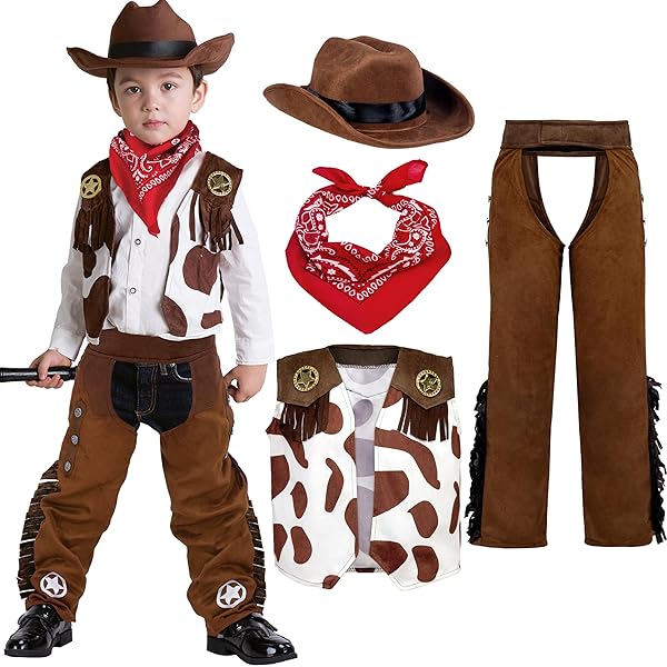 Spooktacular Creations Spooktacular Creations Halloween Cowboy Costume for Boys Deluxe Western Outfit Set with Hat for Toddler Dress-up and RolePlay 3T 3-4 yrs - View 2 of 9