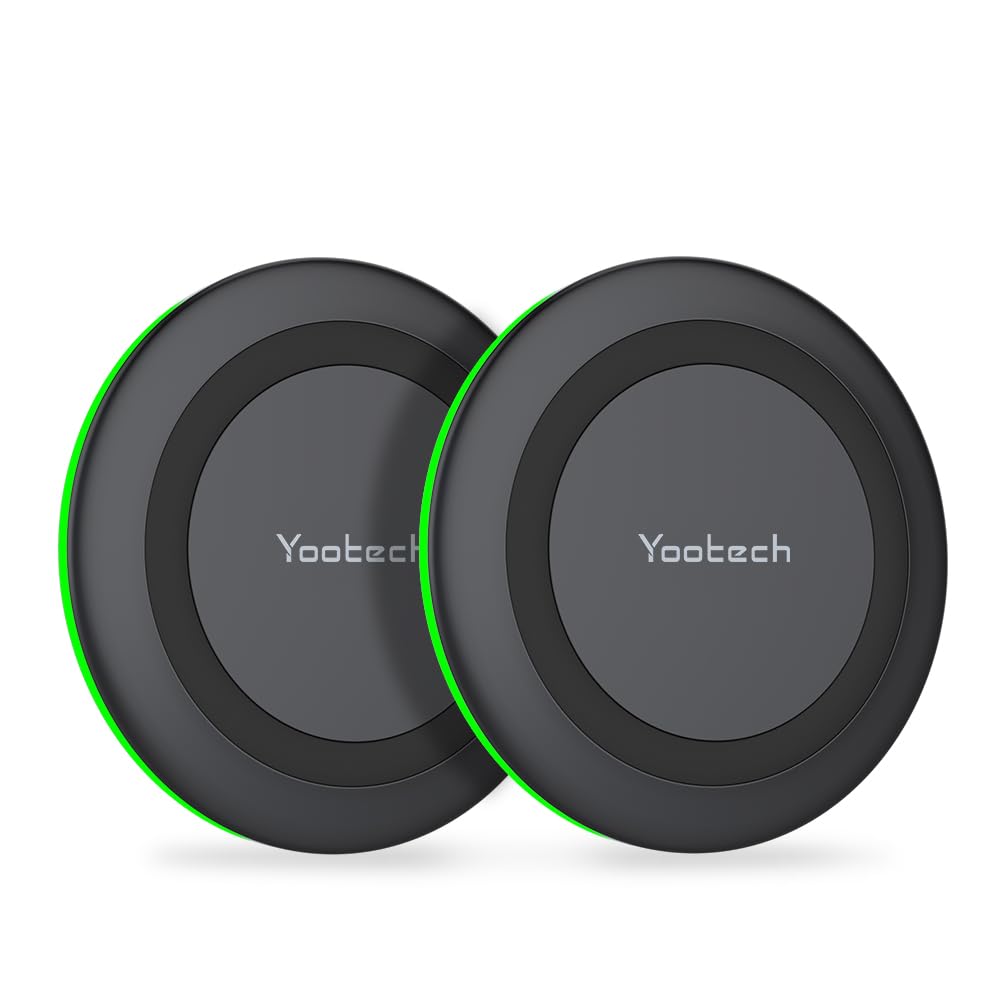 yootech Yootech 2 Pack Wireless Charger - 10W Fast Charging Pad for iPhone 16/15/14/13/SE & Samsung Galaxy S23/S22 - No AC Adapter Needed