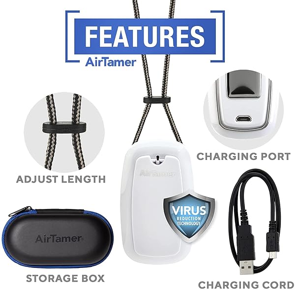AirTamer AirTamer Advanced Rechargeable Air Purifier A315 Portable Negative Ion Generator for Germs Dust Bacteria Allergens Mold Odors Black Leather Case - View 3 of 8